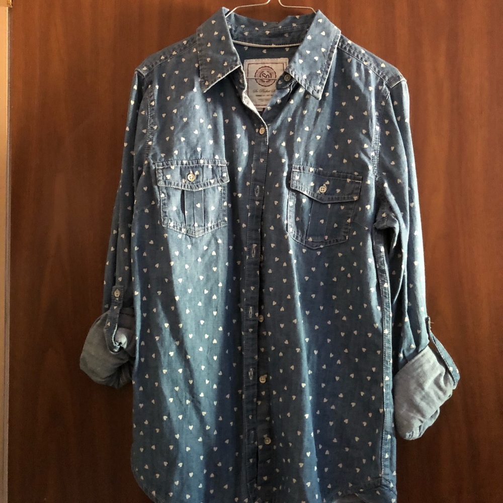 Button down blue jean shirt